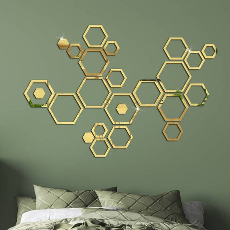 3D Acrylic Shatterproof Geometric Hexagon Mural Self Adhesive Wall Arts Decals Stickers Set For Home Decoration