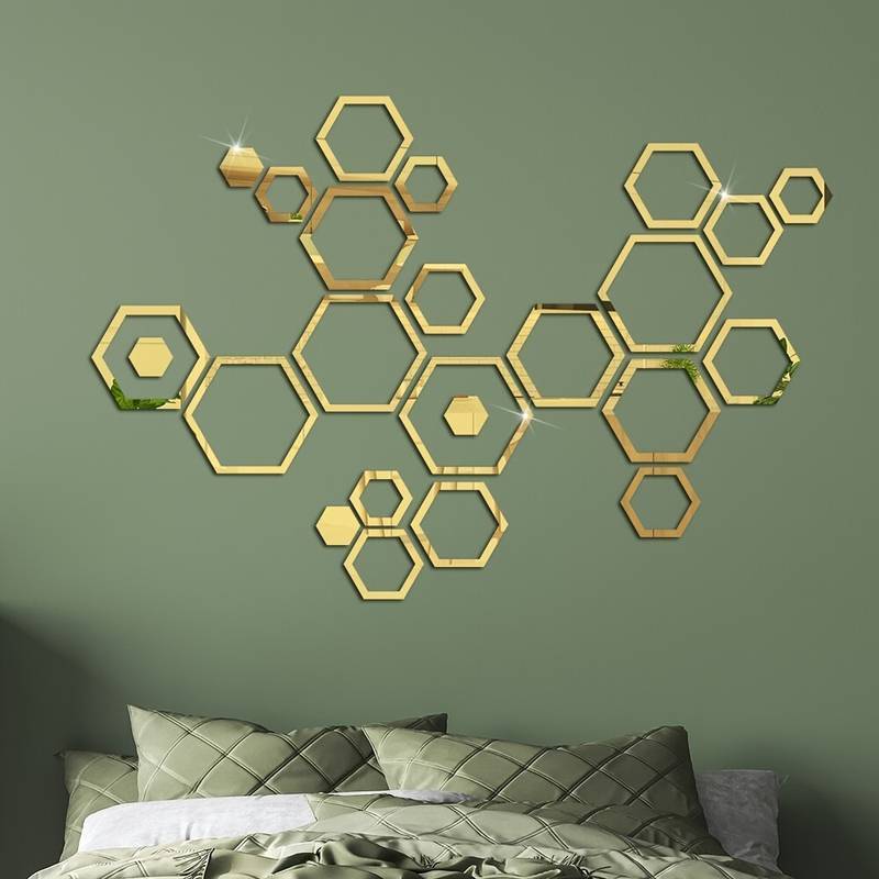 3D Acrylic Shatterproof Geometric Hexagon Mural Self Adhesive Wall Arts Decals Stickers Set For Home Decoration