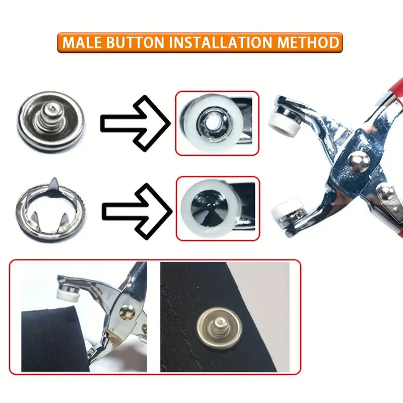 Full Body Metal Snap Button Set with Hand Pressure Plier Button Press Tool Rs 999
