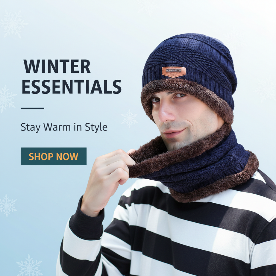 Sale Offer - 1 Warm Hat and 1 Neck Warmer Collar - 2 Items