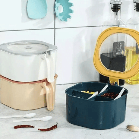 (Pack of 2) High Quality 4 In 1 Partition Kitchen Seasoning Spice Box For Kitchen