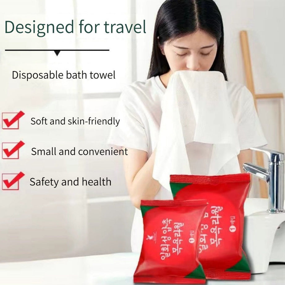 Pack of 3 Compressed Bath Towel for Travel and Quick-Drying with strong absorption 70 by 140 cm