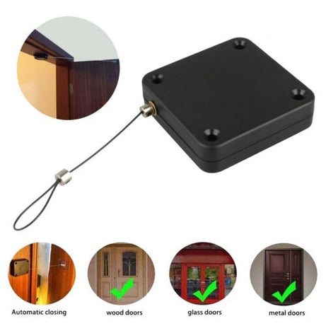 Portable Automatic Stainless Steel Door Closer Multifunctional Punch-Free Sensor Door Closer with Drawstring