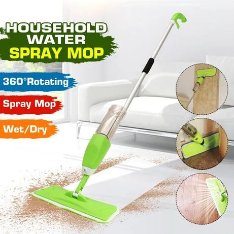 Flat Spray Mop, Reusable Microfiber 360 Degree Floor Cleaning Healthy Spray Mop