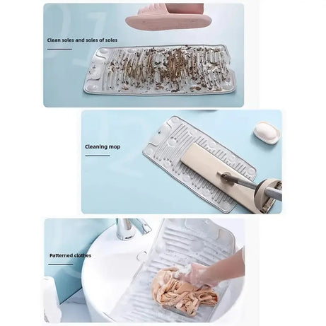 Portable Silicone Non Slip Foldable Laundry Pad Washboard Mat with Suction Cup For Home and Outdoor Use