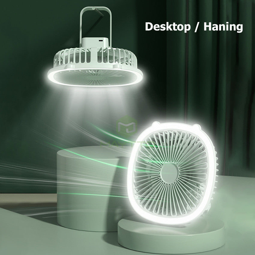 Multifunctional Rechargeable Mini Desk Fan With LED Light And Foldable Hook for Home, Office and Outdoor Camping