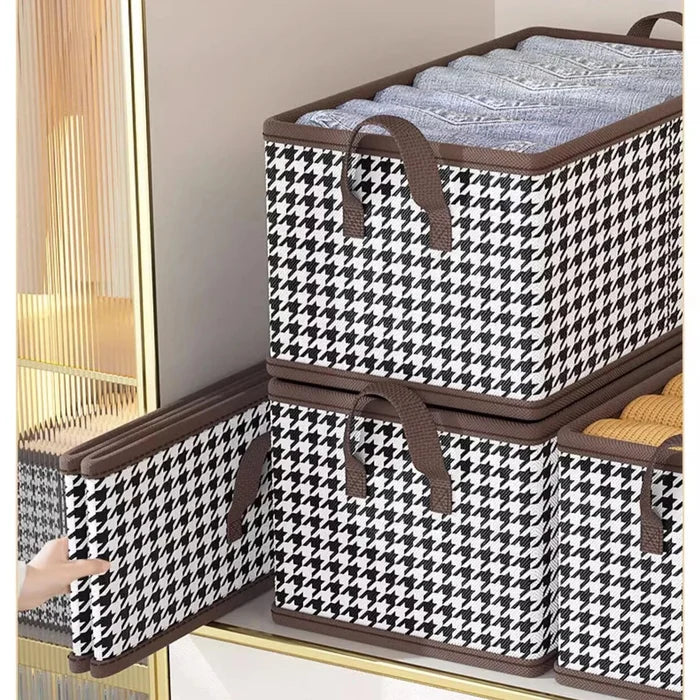 Checkered Storage Cubes - Houndstooth Premium Washable Foldable Storage Box – Large Capacity Organizer