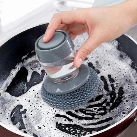 Buy 1 Get 1 Free Offer 2 Pcs Kitchen Cleaning Dish Brush Scrubber with Soap Dispenser