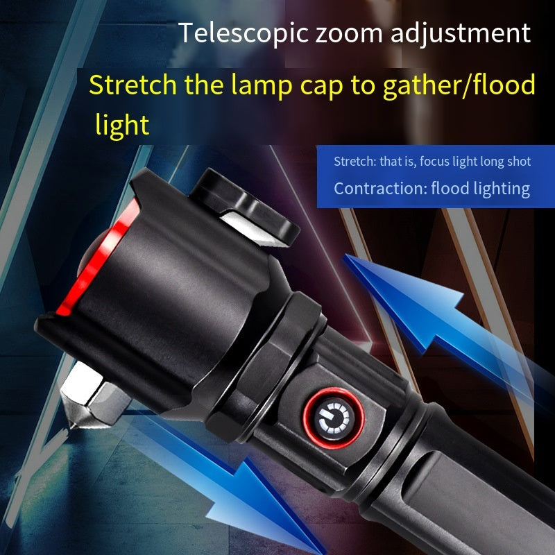 Super Bright Metal FlashLight Torch with adjustable focus Hammer and Mobile Power Bank