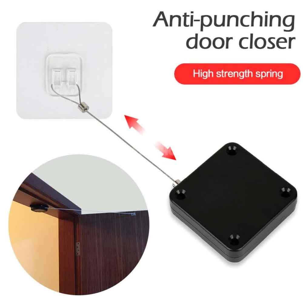 Portable Automatic Stainless Steel Door Closer Multifunctional Punch-Free Sensor Door Closer with Drawstring