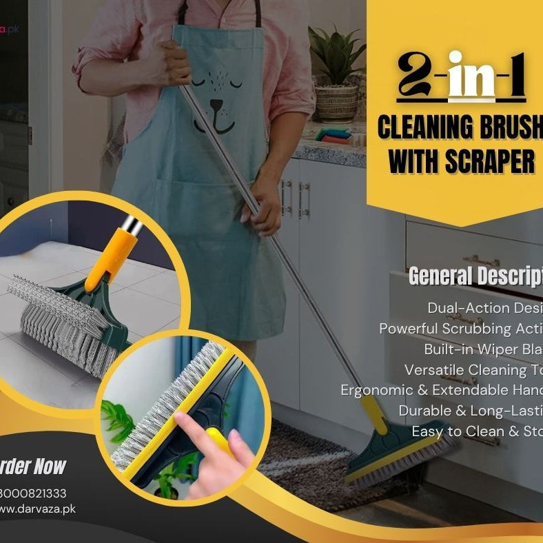 2 in 1 Cleaning Brush Floor Scrub Broom Wiper Scraper