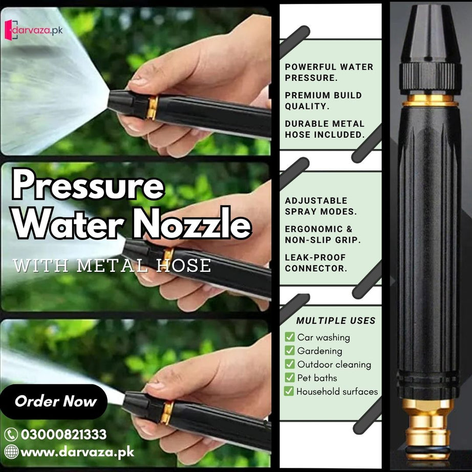 Mega Sale Offer - Imported High Quality Professional Pressure Water Nozzle with Metal Hose Rs 799