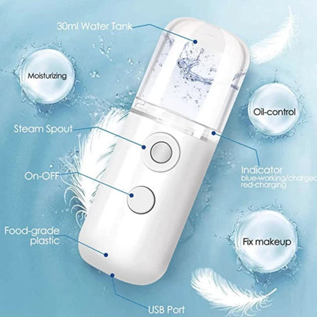 Rechargeable Facial Steamer Mist Sprayer Humidifier Nebulizer and Beauty Skin Care Tool