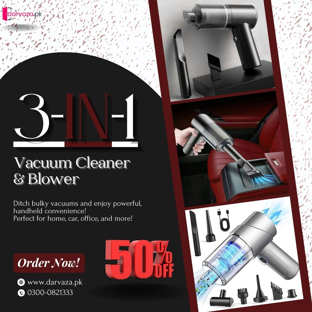 Imported Cordless 3-in-1 Rechargeable Vacuum Cleaner and Blower - Cleans up every corner of your Home and Car