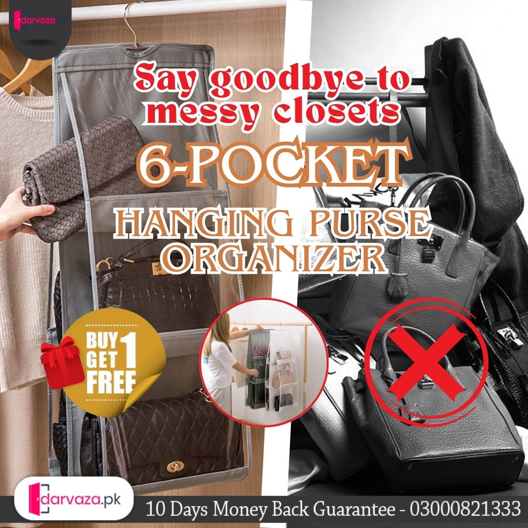Buy 1 Get 1 Free Handbag Storage Hanging Purse Organizer with 6 Large Easy Access Pockets