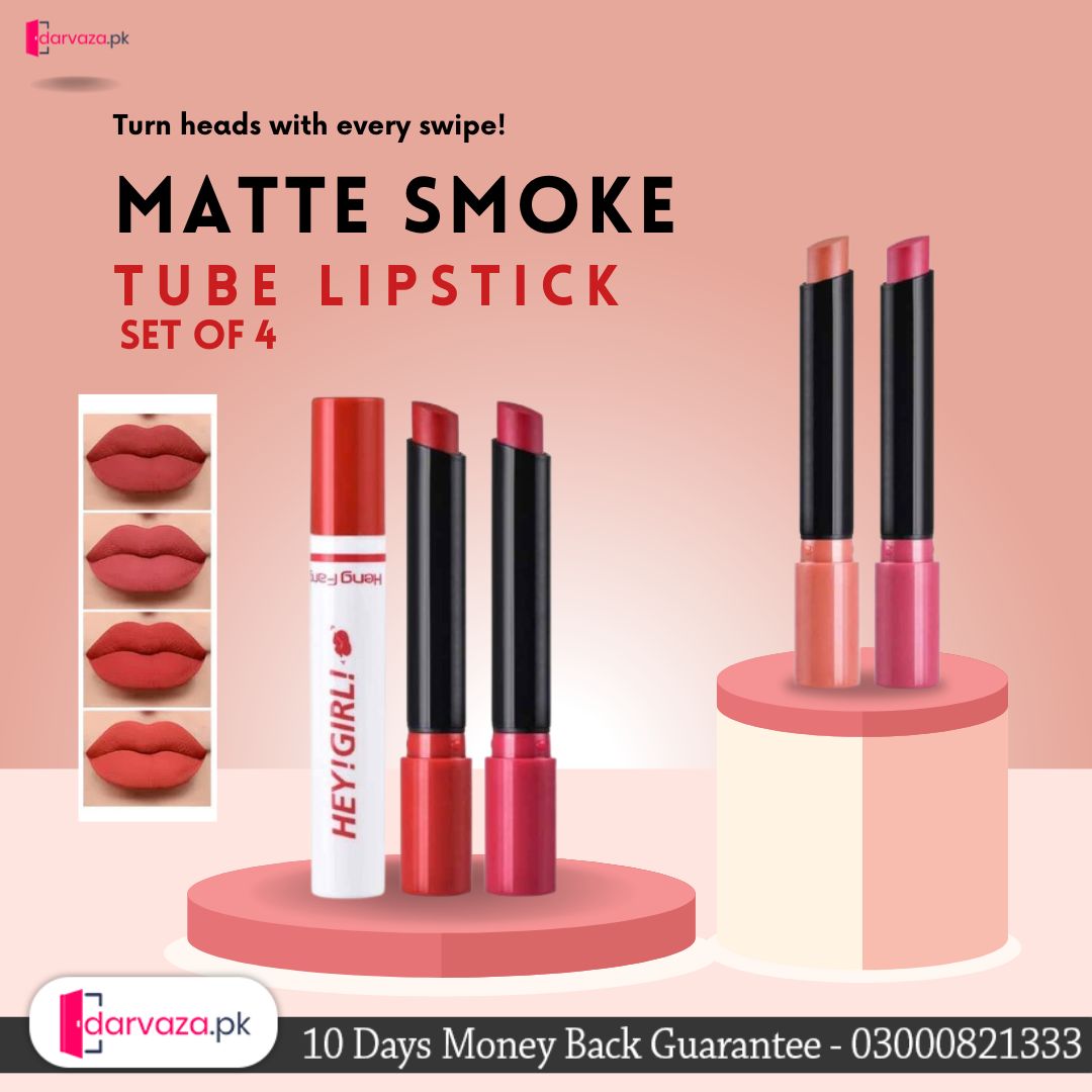 Imported Set of 4 HEY GIRL Matte Smoke Tube Lipsticks