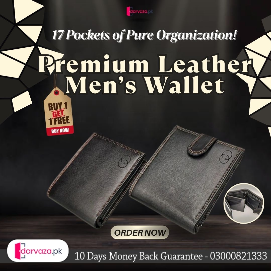 Buy 1 Get 1 Free Original Leather Men Wallet with 17 Pockets