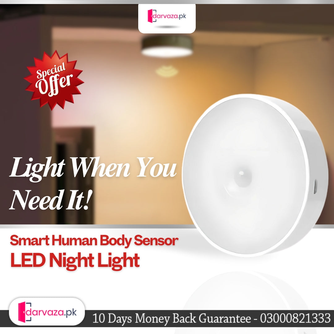 Automatic Emergency Smart Human Body Sensor LED Night Light with Wireless USB Charging and Magnetic Suction for Night Light Use