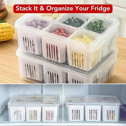 Plastic Rectangular Freeze Storage Containers with 6 Compartments For Kitchen and Outdoor