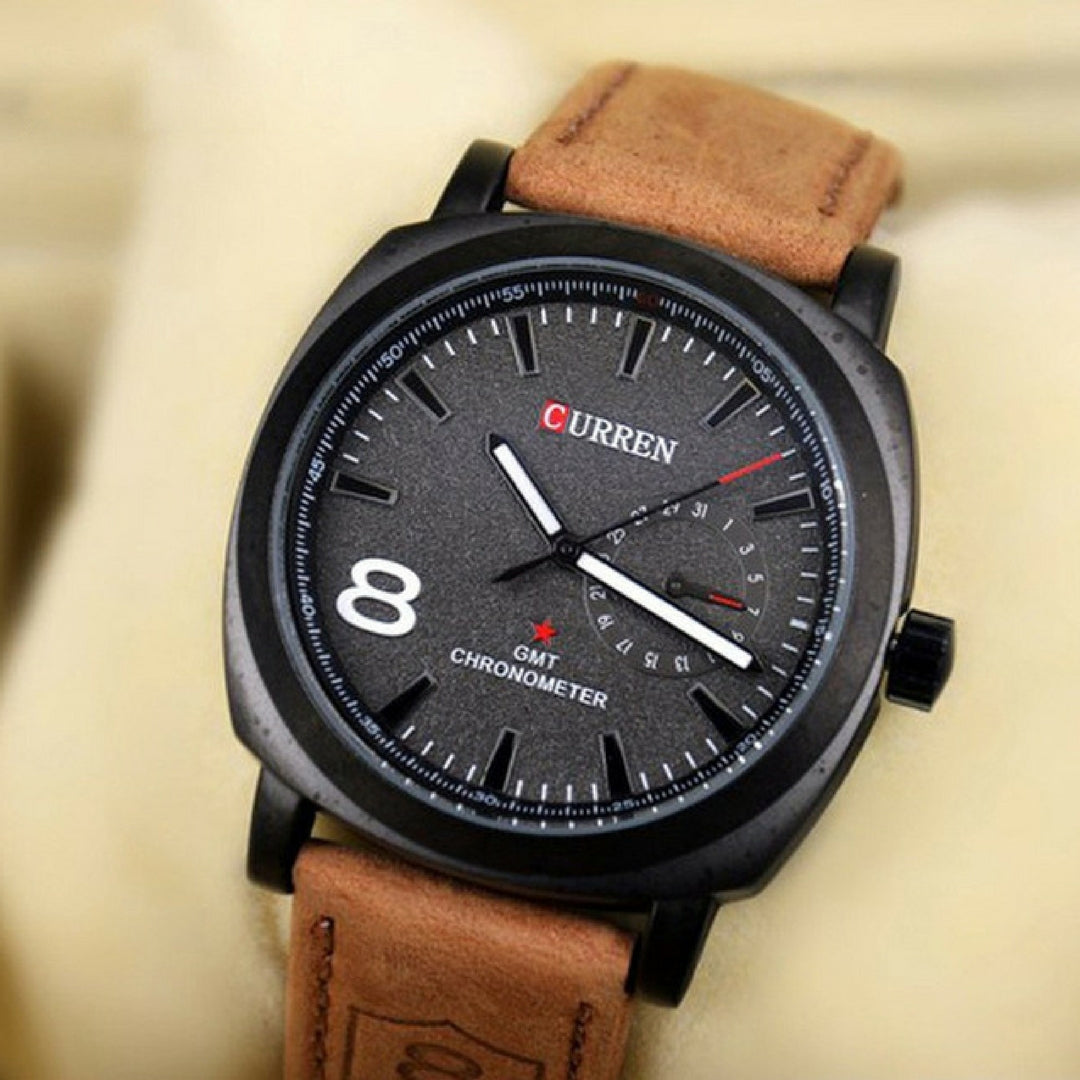 Brown Leather Strap Wrist Watch For Men