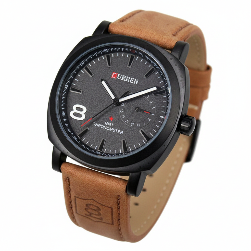 Brown Leather Strap Wrist Watch For Men