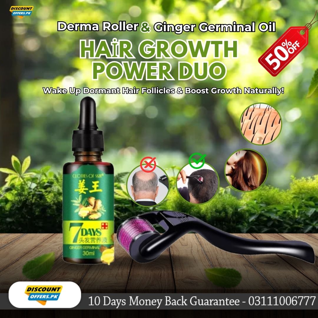 Imported Derma Roller Deep Penetrative & GINGER GERMINAL OIL for fast hair growth