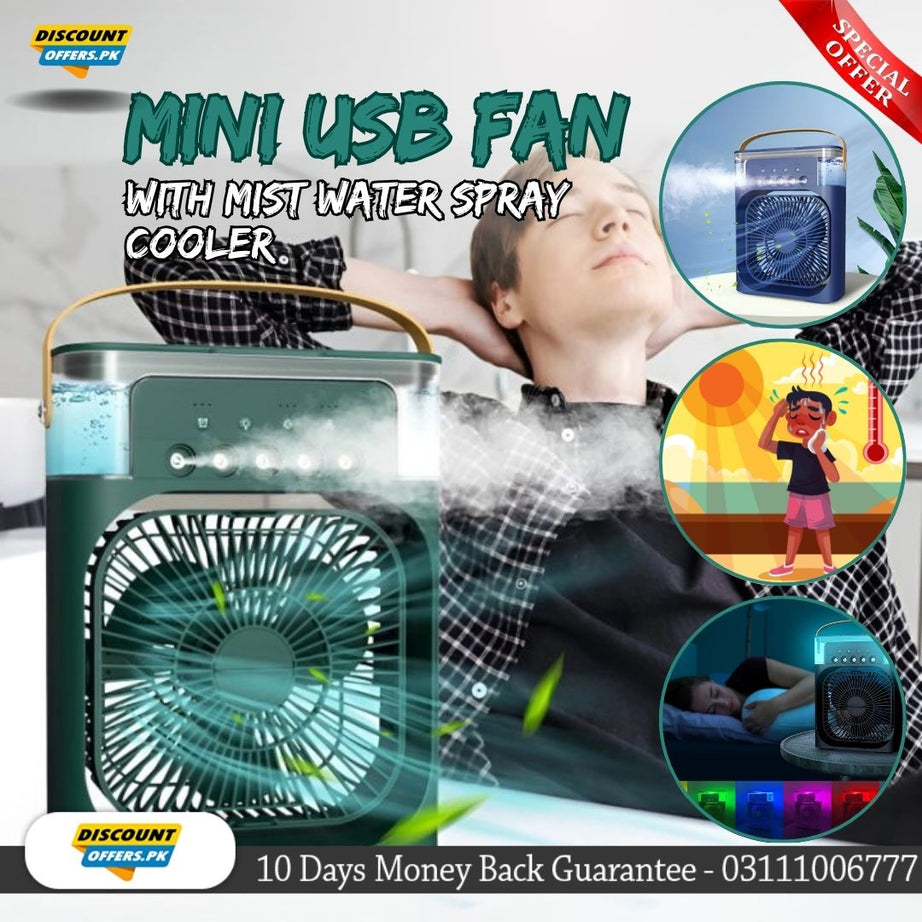 Mini USB Fan With Mist Water Spray Mini Cooler for Office Kitchen and Home