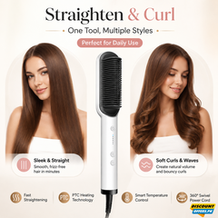 Electric Hair Comb Brush for Straightening and Curling