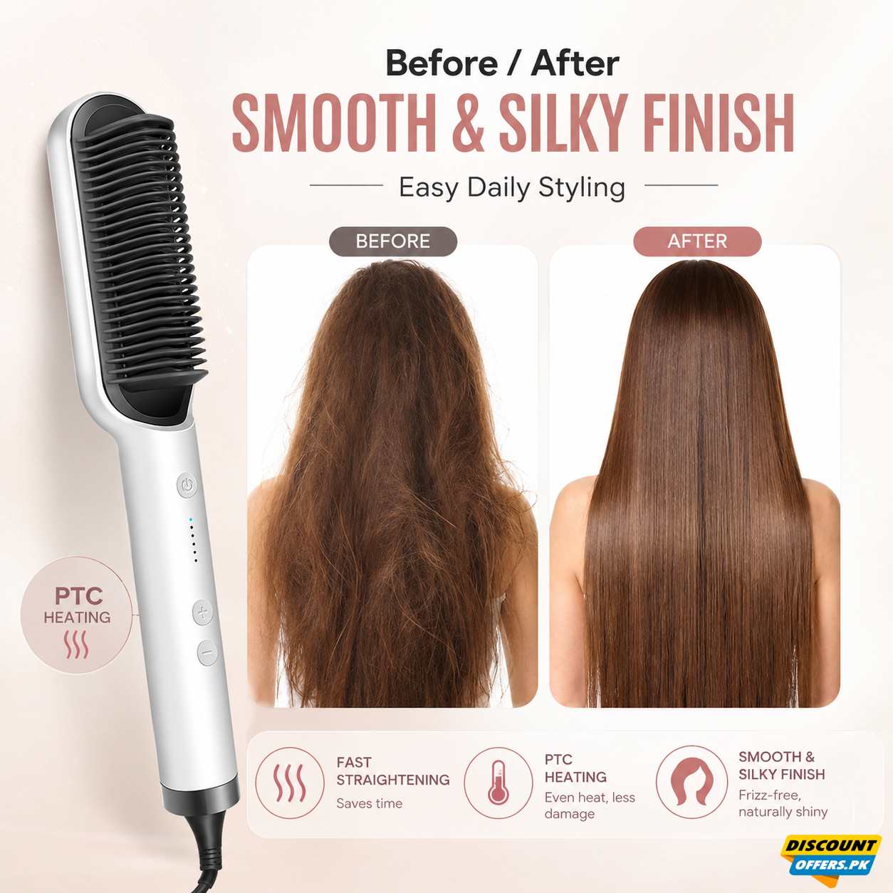 Electric Hair Comb Brush for Straightening and Curling