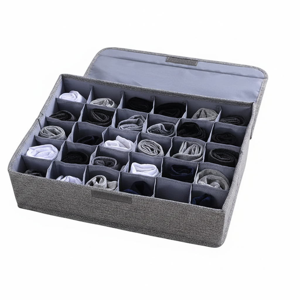 Foldable 24-Grid Socks & Underwear Organizer