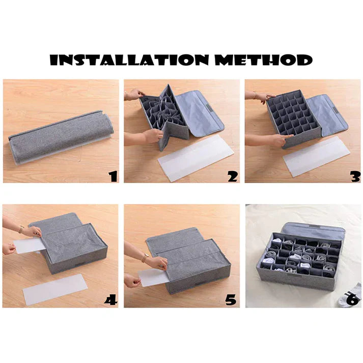 Foldable 24-Grid Socks & Underwear Organizer