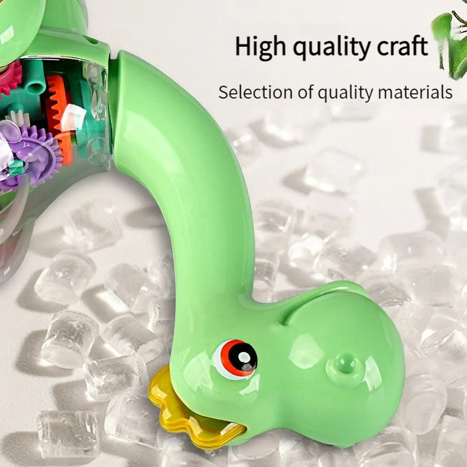 Funny Electric Transparent Gear Dinosaur with Universal Walking Lights Music Educational Toy For Kids with Box