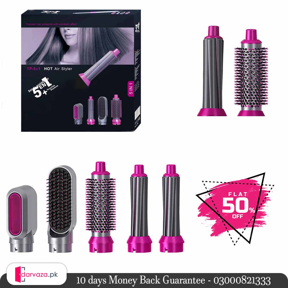 5 in 1 Curling Wand Set Professional Hot Hair Dryer Styler Curling Iron for Multiple Hair Types and Styles