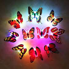 Pack Of 10 Imported Butterfly Stickers With LED As Beautiful Butterfly Night Lamp & Decorative. Rs 999