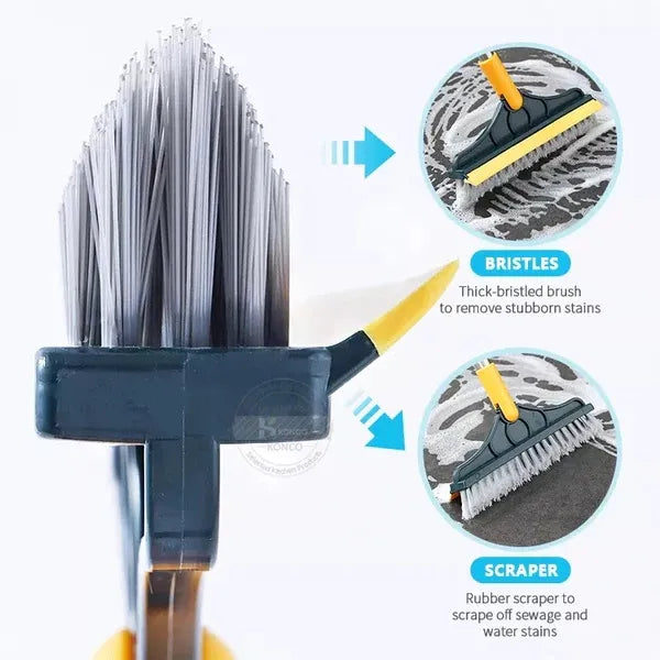 2 in 1 Cleaning Brush Floor Scrub Broom Wiper Scraper