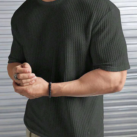 Oversized Waffle Knit Tee for Men – CHARCOAL
