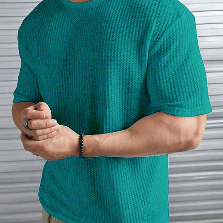Oversized Waffle Knit Tee for Men – TURKISH GREEN