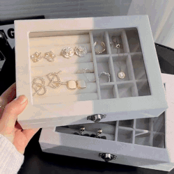 Classic Velvet Jewelry Box Rectangular Tabletop Storage with Locking Buckle Closure