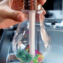 USB Powered Easy to Refill Water Push Button Nightlight Feature Control Creative Ocean Bulb Mist Spray Humidifier with Lid Opening with Box