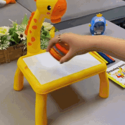 Cute Duck Shape Drawing Projector With Light Music with 12 Markers Toy For Kids
