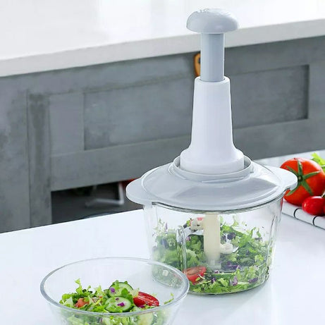 Multi-Function Hand Pushing Cooker Chopper with 4-Blades, Beater,Slicer Shredder & Grater Rs 1899