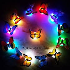 Pack Of 10 Imported Butterfly Stickers With LED As Beautiful Butterfly Night Lamp & Decorative. Rs 999