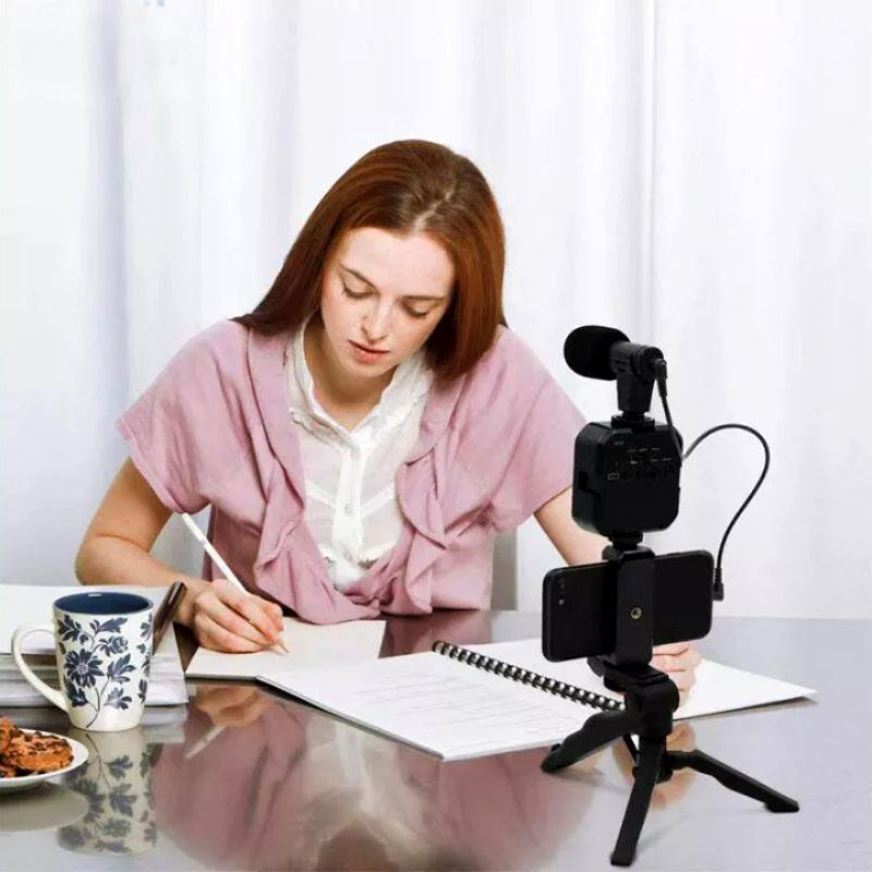 Imported All in one Vlogging Video Making Kit Super Flexible Universal Tripod with Microphone and Light