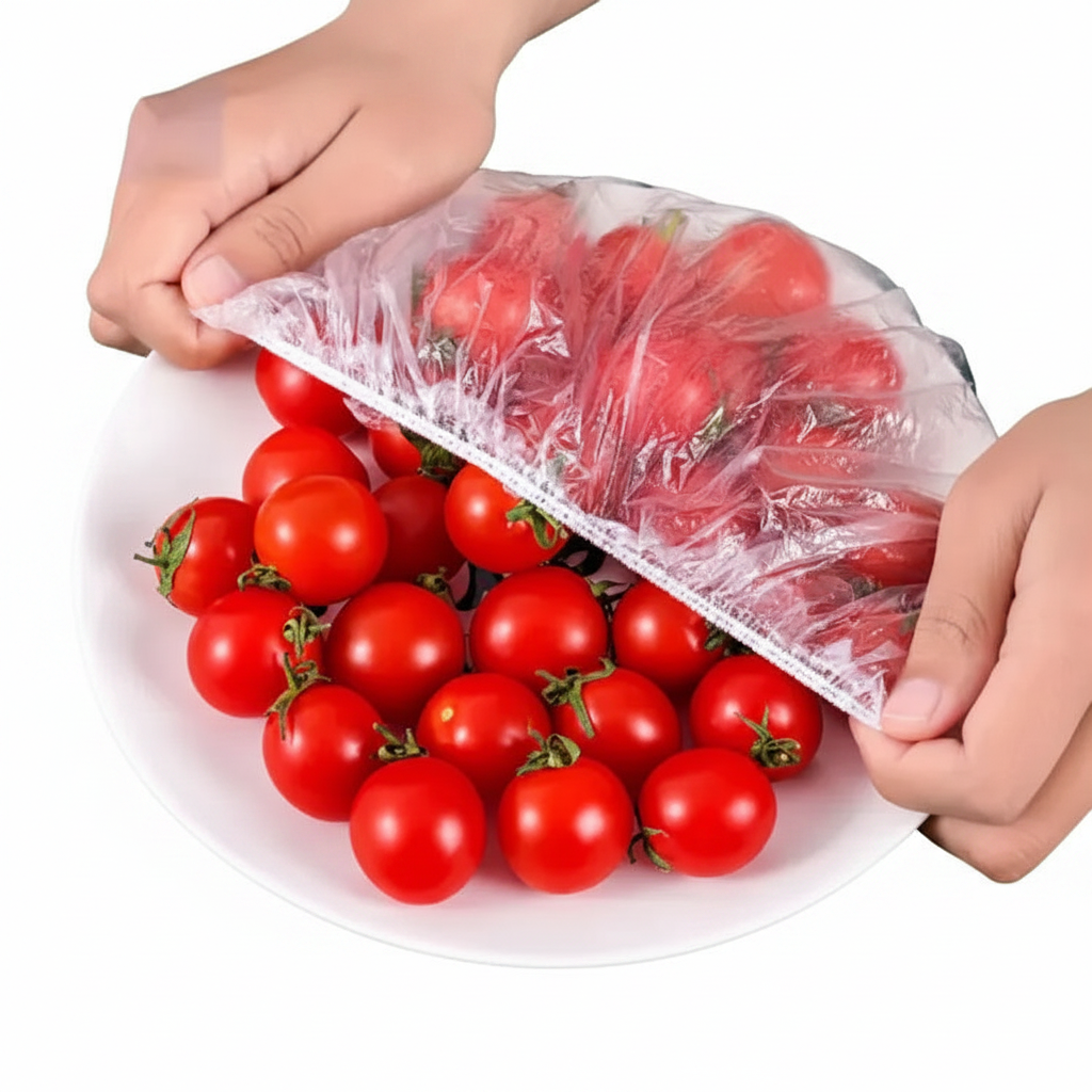 100pcs Disposable Food Cover Plastic Wrap Food Grade For Keep Kitchen and Food Fresh Seal Pack Pots