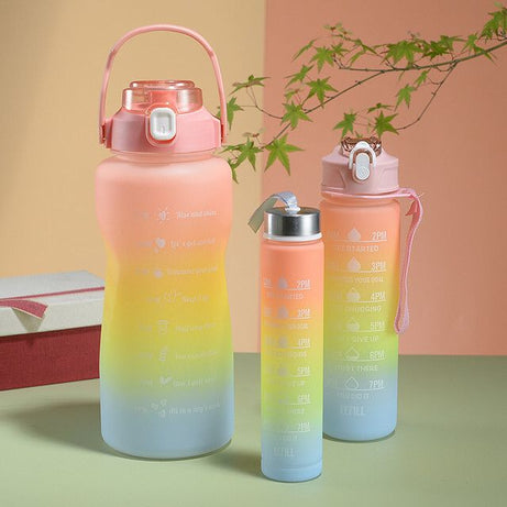 Pack Of 3 Motivational Sports Water Bottles (Random Colour)