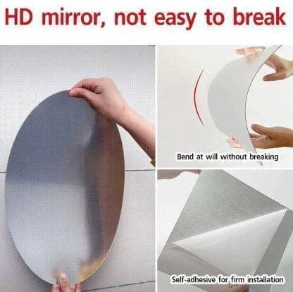 Mega Sale Offer - Shatterproof, Flexible, and Stylish and Self Adhesive Oval Shape Mirror Sticker
