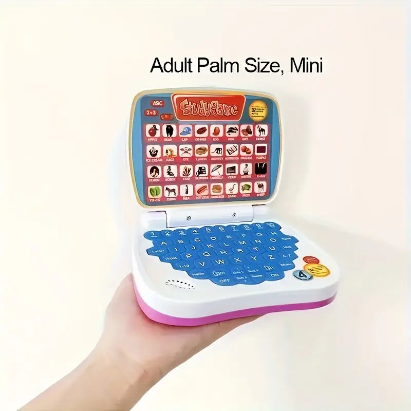 Portable Mini Cell Operated Fun Puzzle Learning Computer Laptop Toy with Educational Content For 3 Years Plus Kids