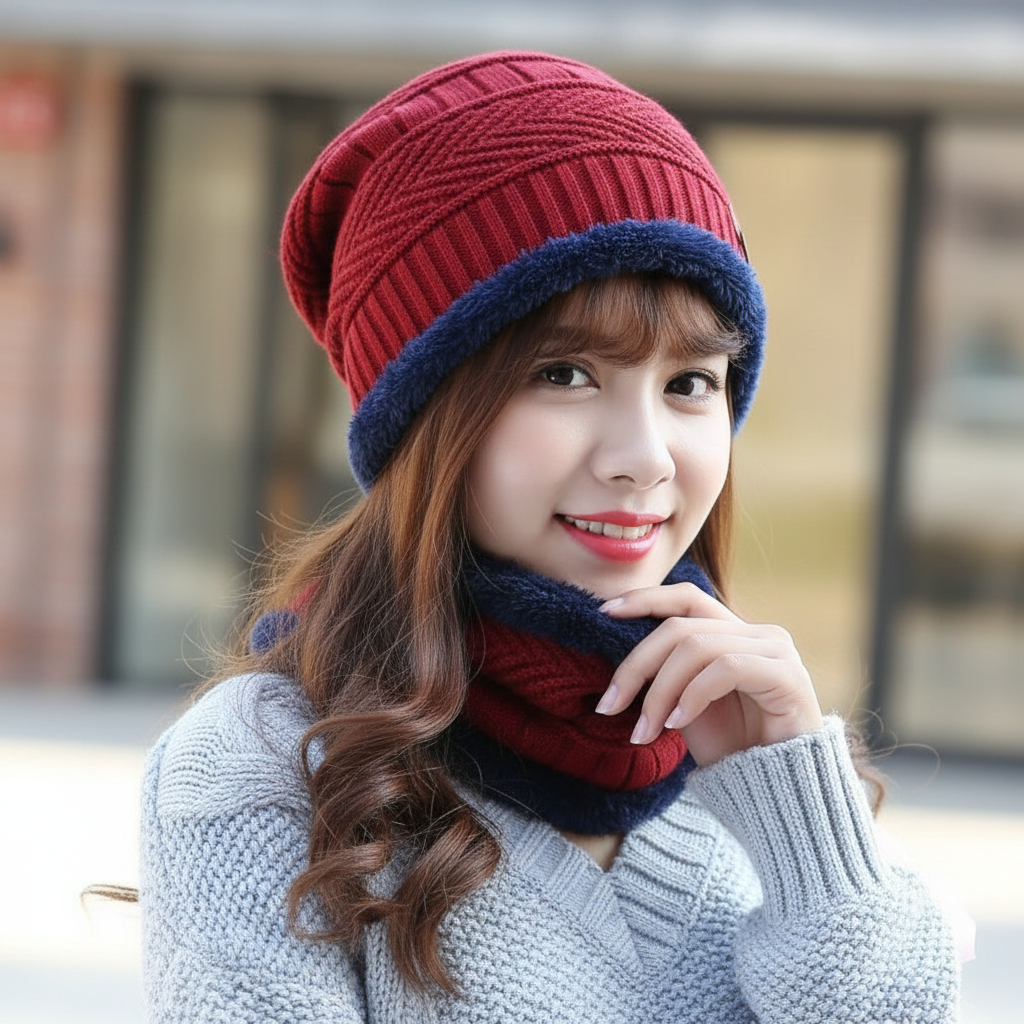 Sale Offer - 1 Warm Hat and 1 Neck Warmer Collar - 2 Items