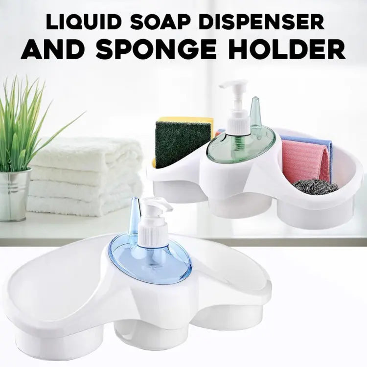 Imported 3 In 1 Plastic Dish Soap Dispenser With Sponge Holder For Kitchen