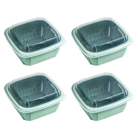 Grand Sale Offer Buy 1 Get 2 Free 2 In 1 Fruit / Vegetables Storage & Drain Basket With Lid Cover In Rs 999 (3 Baskets)